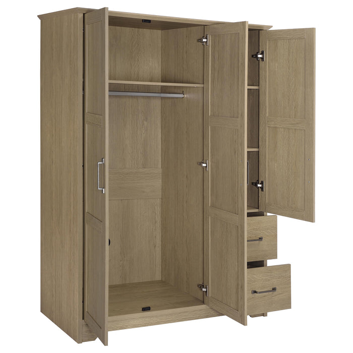 Canova 3-door Bedroom Wardrobe Storage Cabinet Armoire Latte