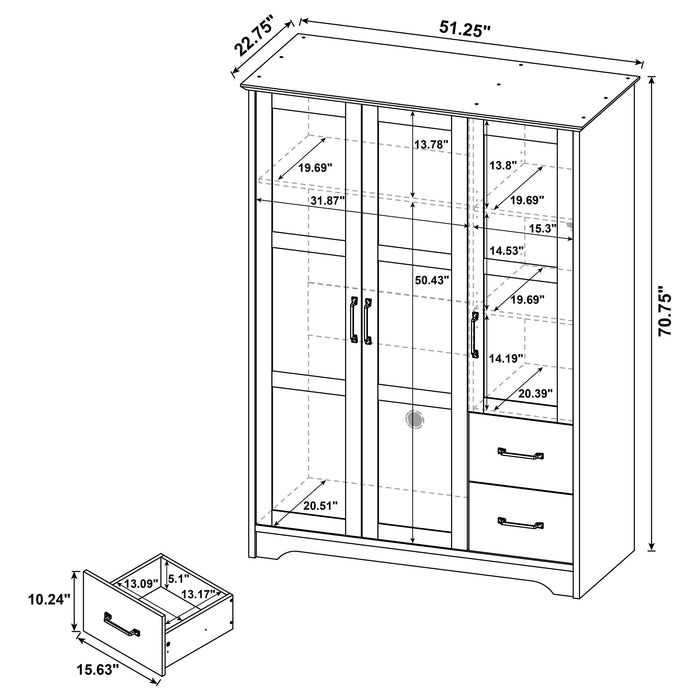 Canova 3-door Bedroom Wardrobe Storage Cabinet Armoire Latte