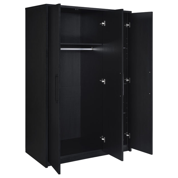 Cerda 3-door Bedroom Wardrobe Storage Cabinet Armoire Black
