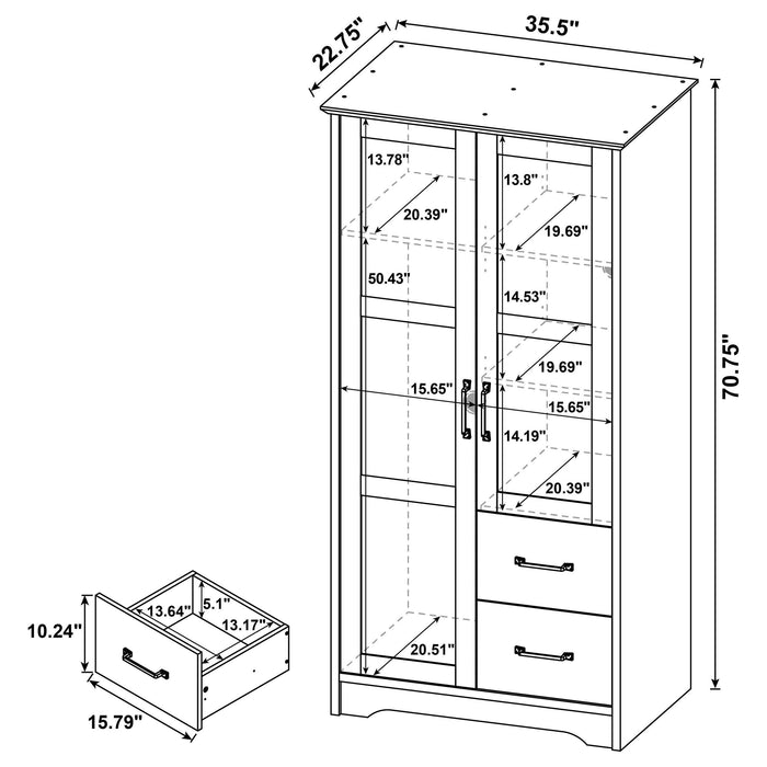 Cassara 2-door Bedroom Wardrobe Storage Cabinet Armoire Latte