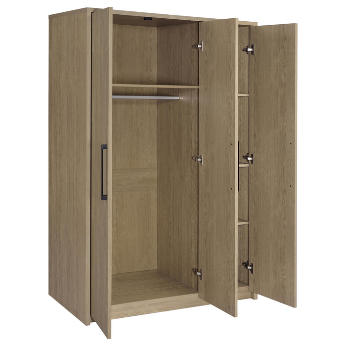 Cerda 3-door Bedroom Wardrobe Storage Cabinet Armoire Latte