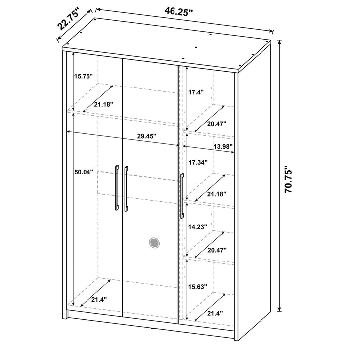 Cerda 3-door Bedroom Wardrobe Storage Cabinet Armoire Latte