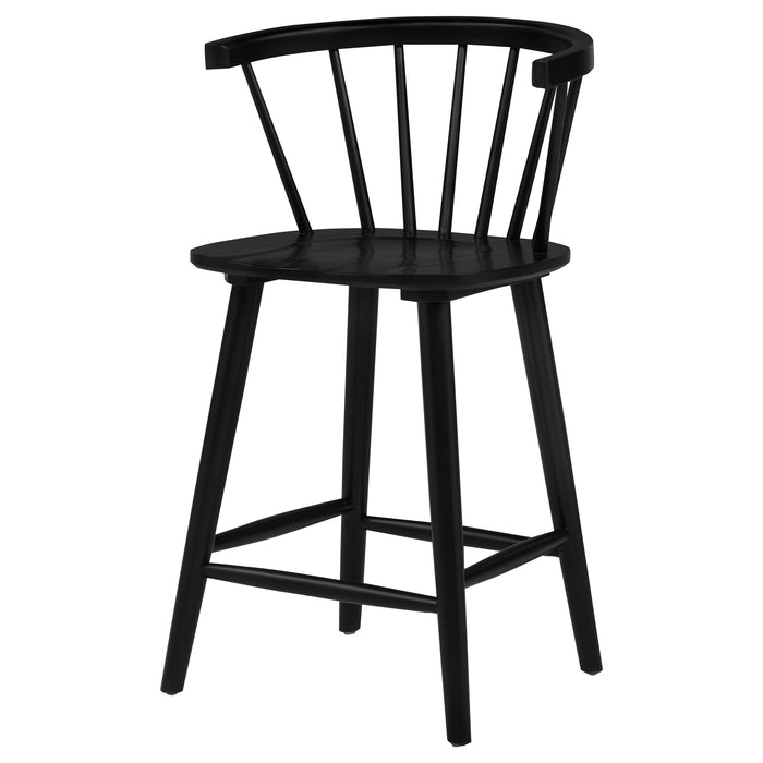 Jeffries 2-Piece Curved Spindle-Back Counter Chair Set Black