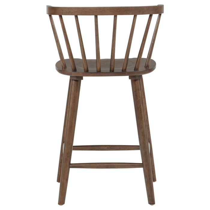 Jeffries 2-Piece Curved Spindle-Back Counter Chair Set Walnut