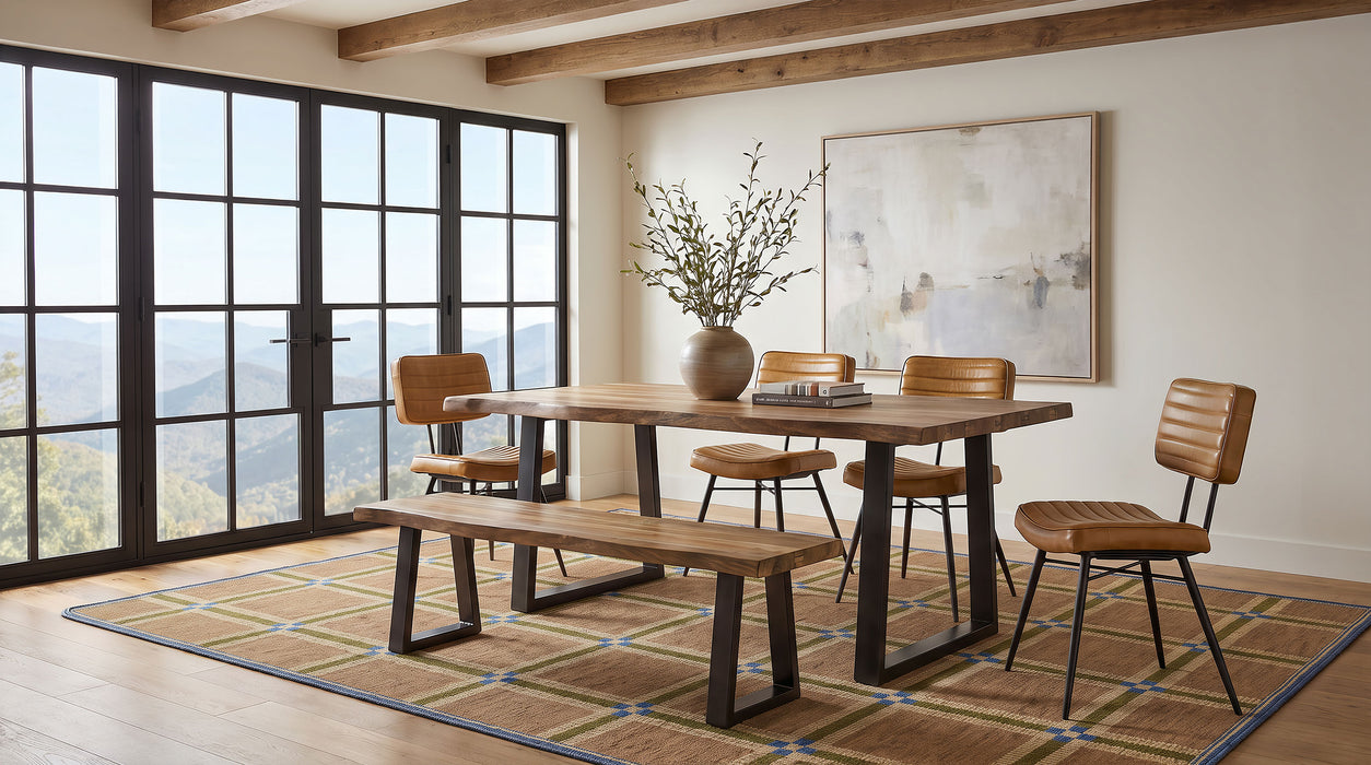 Selwyn 80-inch Live Edge Solid Wood Dining Table Light Sheesham