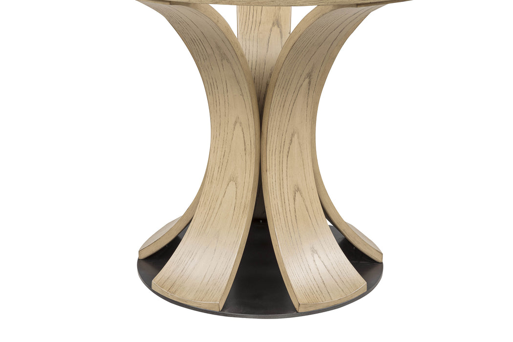 Naser 48-inch Round Glass Top Dining Table Light Oak