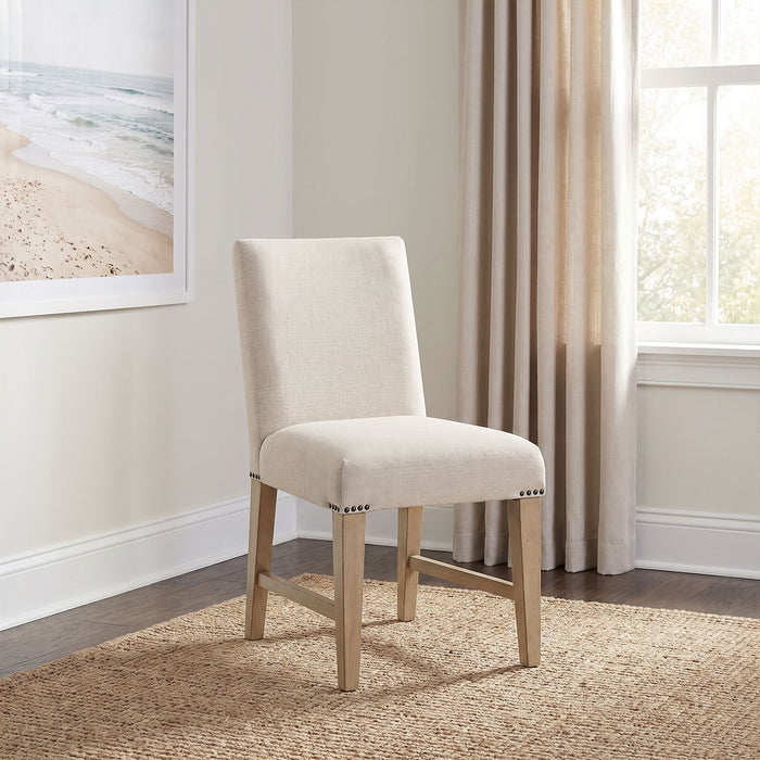 Naser Parsons Dining Side Chair Beige and Light Oak (Set of 2)