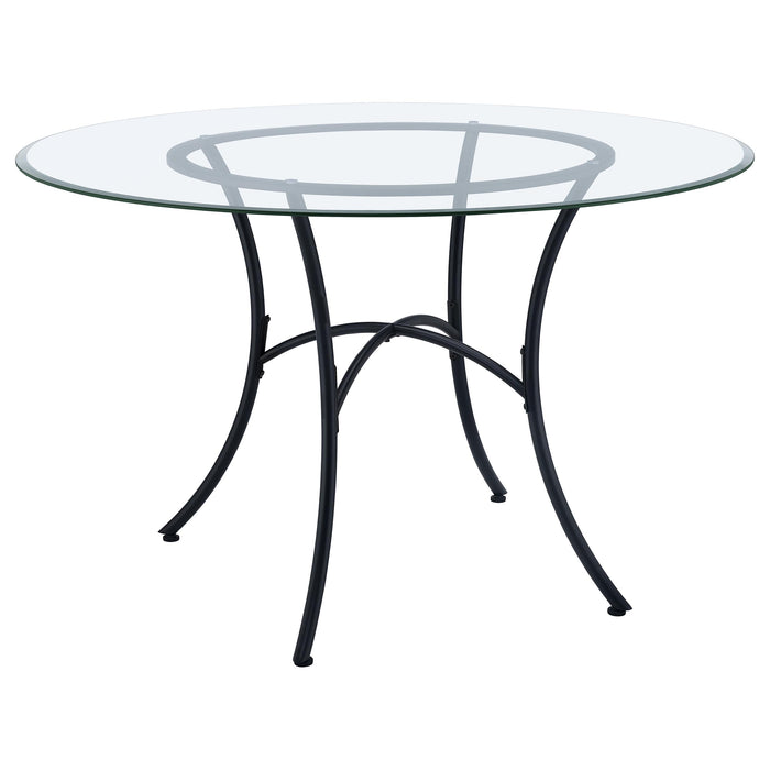 Kline 48-inch Round Glass Top Dining Table Matte Black