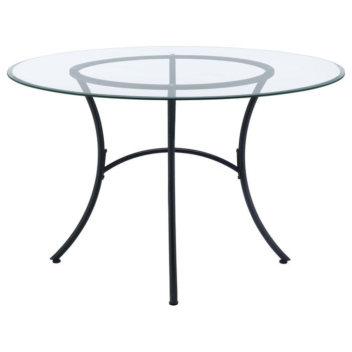 Kline 48-inch Round Glass Top Dining Table Matte Black