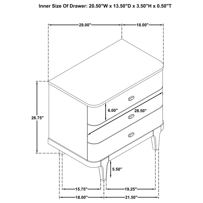 Lucaire 3-drawer Nightstand Bedside Table Sandstone