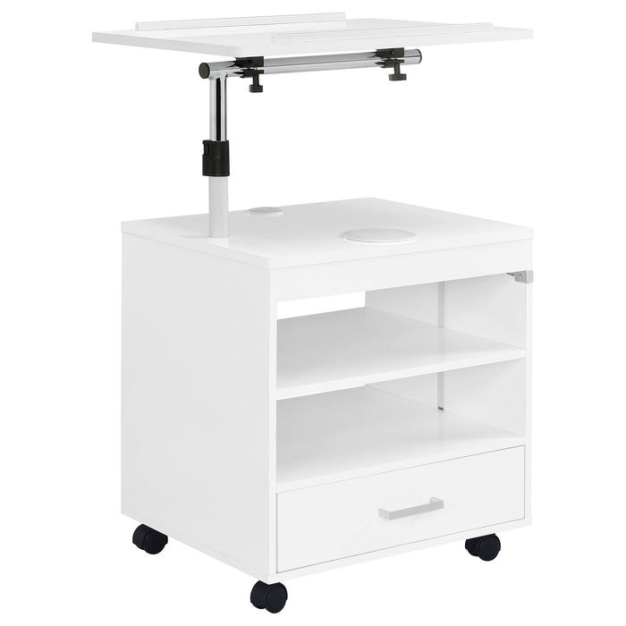 Lerma 1-drawer Adjustable Tray Top Nightstand with Speaker White High Gloss