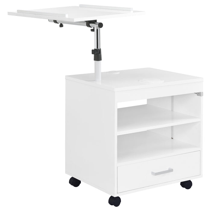 Lerma 1-drawer Adjustable Tray Top Nightstand with Speaker White High Gloss