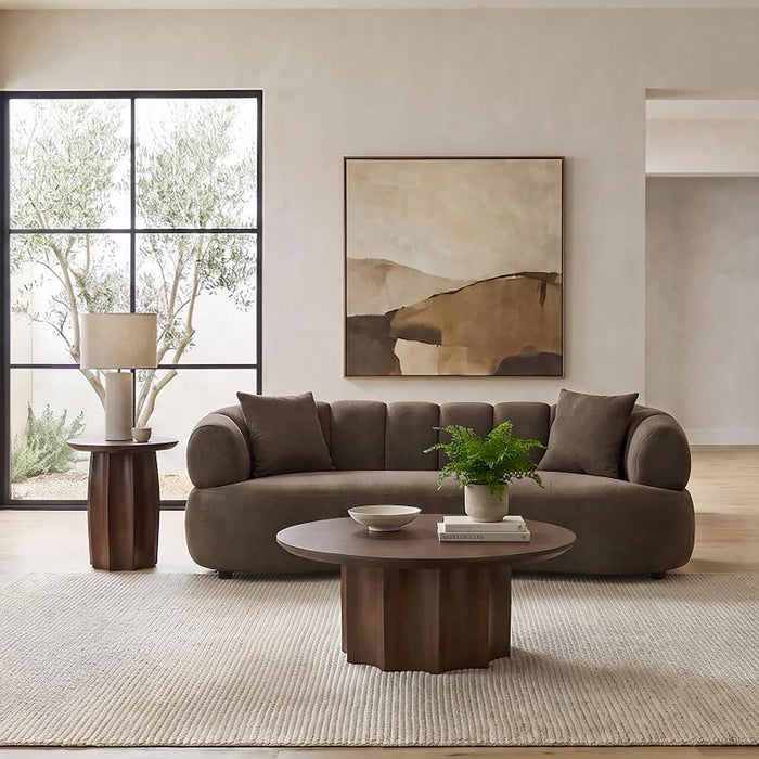 Casarin Fabric Channel-Back Sofa Brown