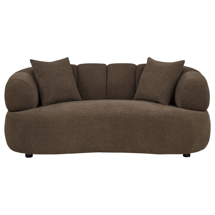 Casarin Fabric Channel-Back Loveseat Brown