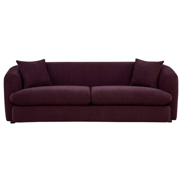 Delroy 3-Seat Stationary Sofa Aubergine Polyester Upholstery
