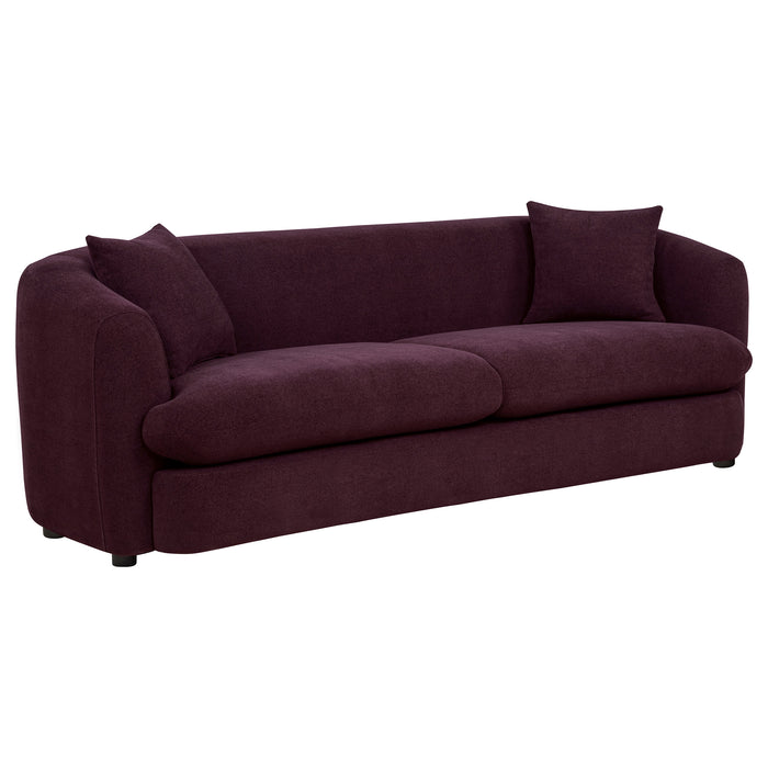 Delroy 3-Seat Stationary Sofa Aubergine Polyester Upholstery