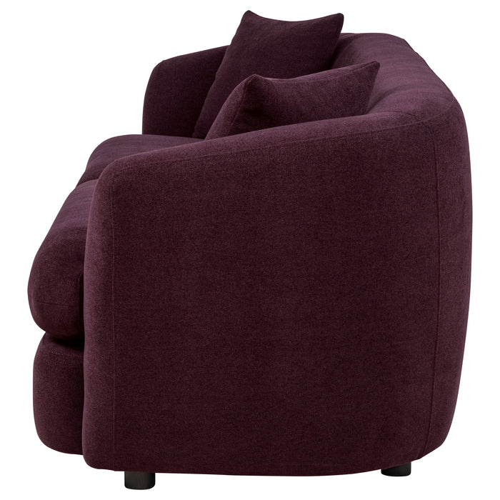 Delroy 3-Seat Stationary Sofa Aubergine Polyester Upholstery