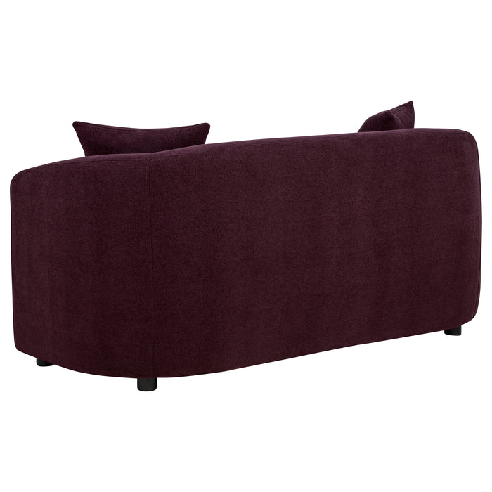 Delroy 2-Piece Stationary Sofa Set Aubergine Polyester Upholstery