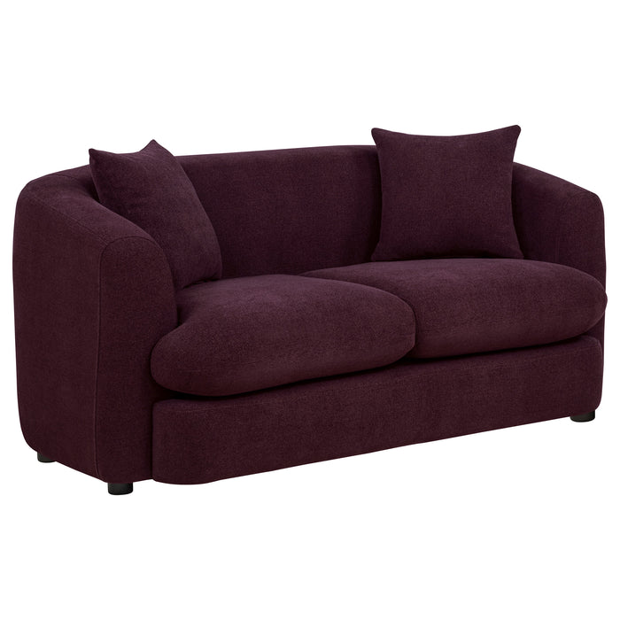 Delroy 3-Piece Stationary Sofa Set Aubergine Polyester Upholstery