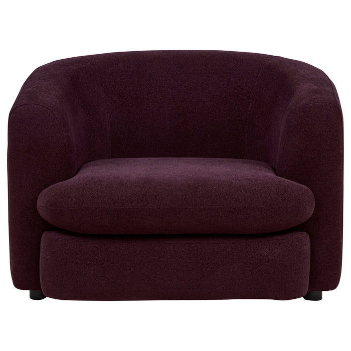 Delroy Stationary Accent Chair Aubergine Polyester Upholstery
