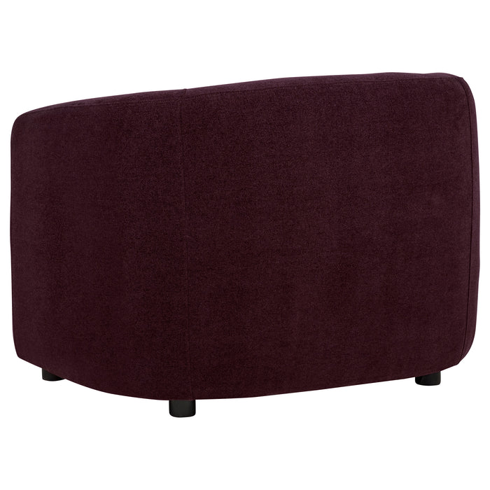 Delroy Stationary Accent Chair Aubergine Polyester Upholstery