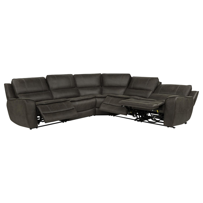 Marcell 5-Piece L-Shaped Modular Power Reclining Sectional Sofa Grey