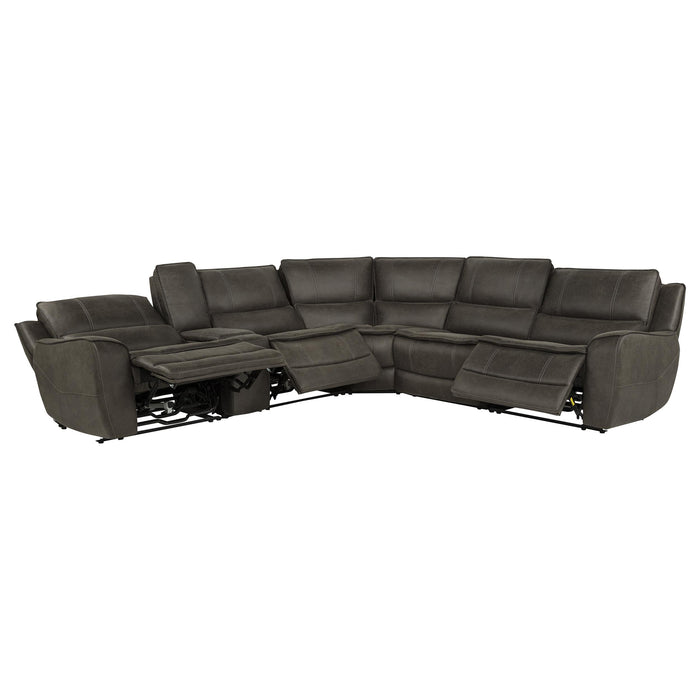 Marcell 6-Piece L-Shaped Power Reclining Sectional with Console Grey