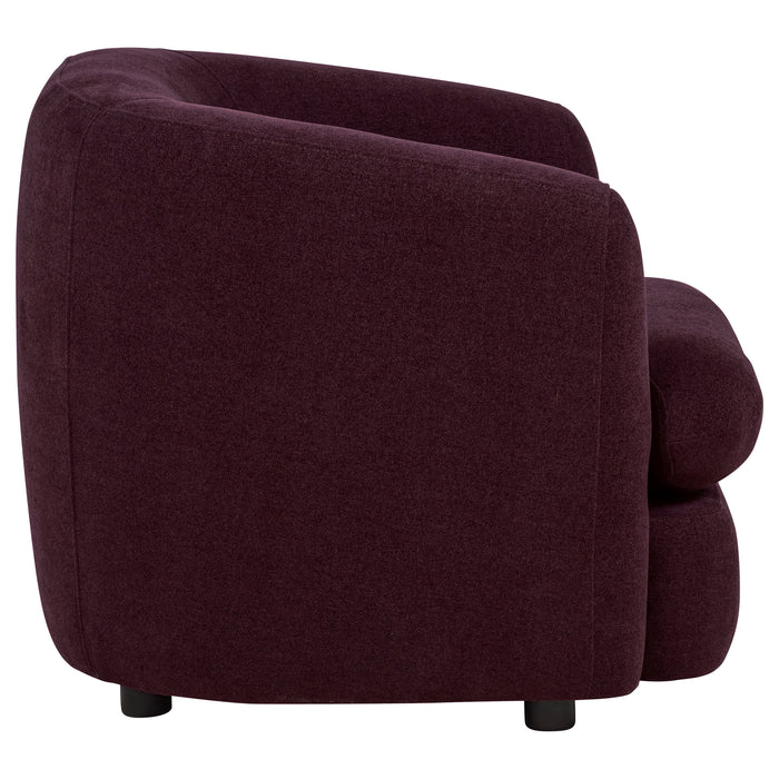 Delroy Stationary Accent Chair Aubergine Polyester Upholstery