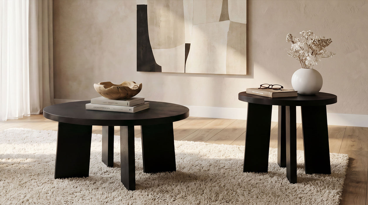 Strouse Contemporary Round Coffee Table in Black
