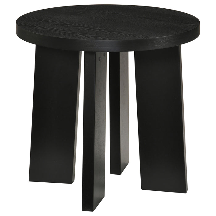Strouse 2-Piece Round Coffee and End Table Set in Black