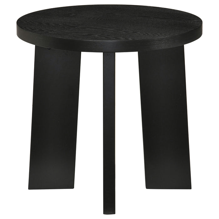 Strouse 3-Piece Round Coffee and End Table Set in Black
