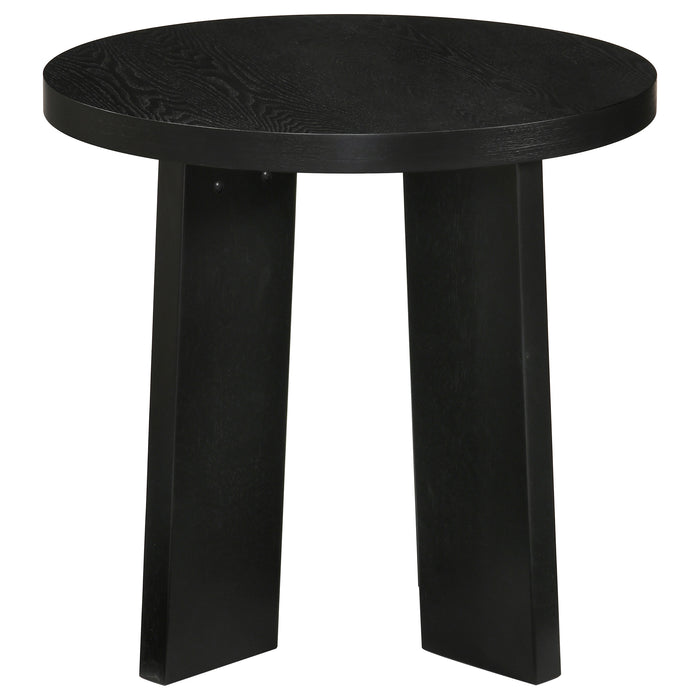 Strouse 3-Piece Round Coffee and End Table Set in Black