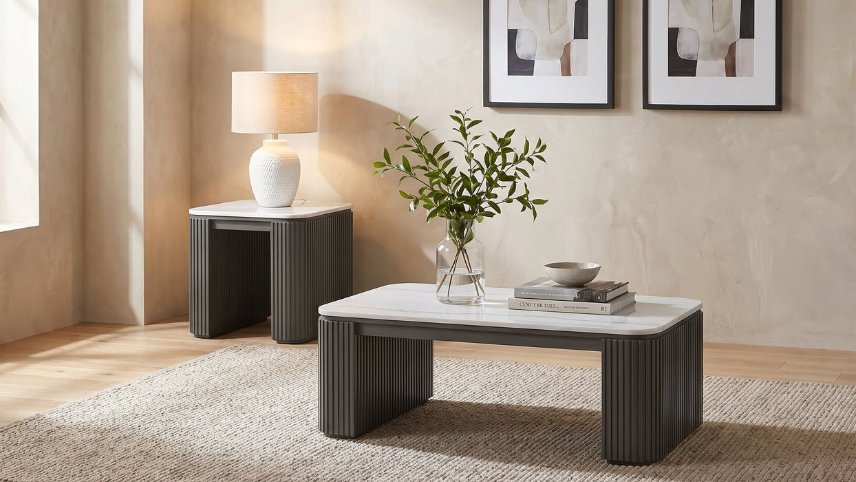 Lior Square Marble Top End Table Charcoal