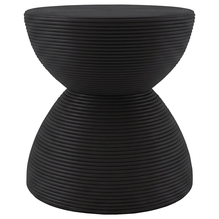 Macedo 3-Piece Transitional Round Rattan Coffee and End Table Set Black