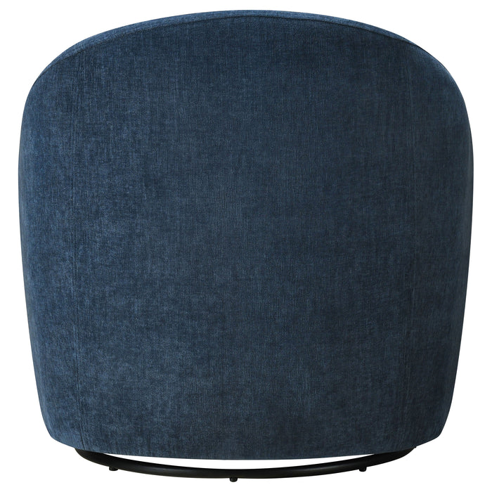 Leon Upholstered Barrel Swivel Accent Chair Navy