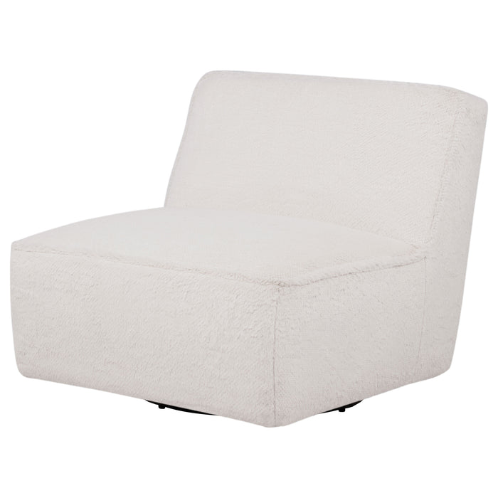 Badoer Faux Fur Swivel Accent Chair Ecru