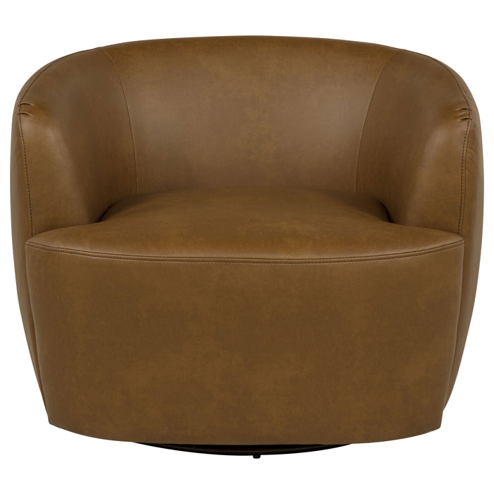 Hudson Faux Leather Swivel Accent Chair Cognac