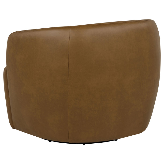 Hudson Faux Leather Swivel Accent Chair Cognac