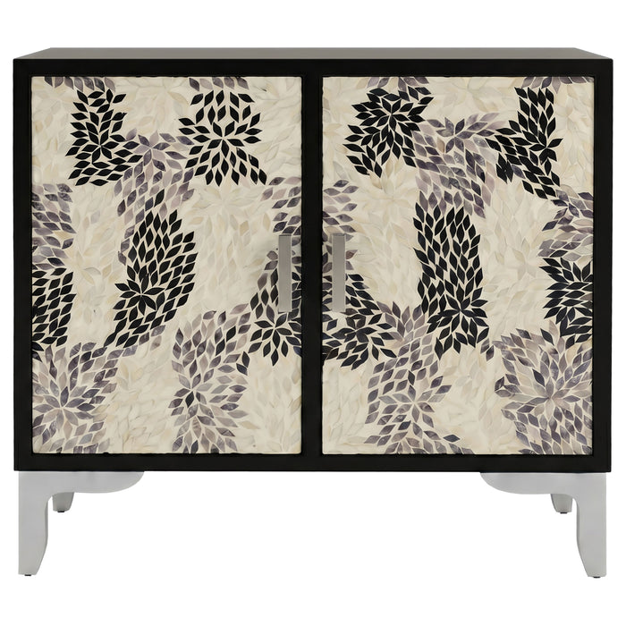 Forbes 2-door Bone Inlay Mosaic Accent Storage Cabinet Black