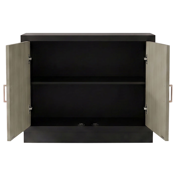 Kerrick 2-door Bone Inlay Accent Cabinet Beige and Black
