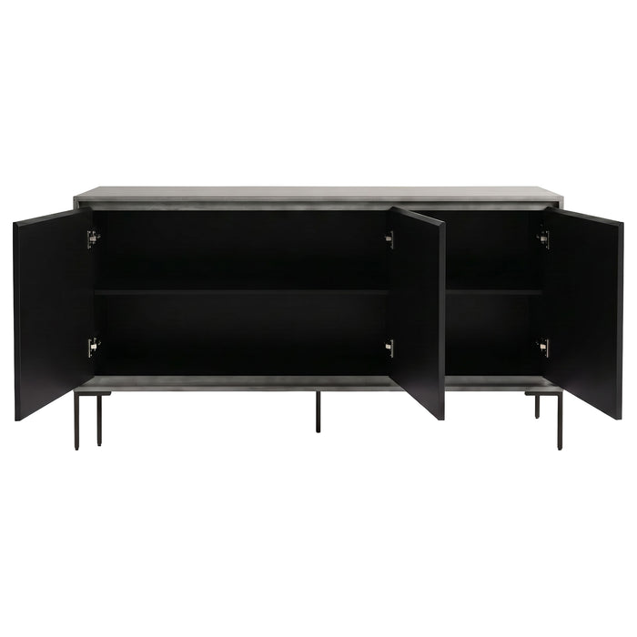 Krause 3-door Bone Inlay Accent Cabinet Grey and Black