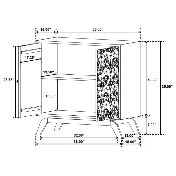 Marlon 2-door Floral Bone Inlay Accent Cabinet Black