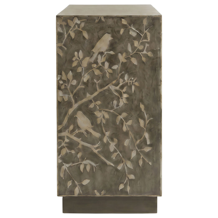 Parkes 2-door Bone Inlay Accent Cabinet Distressed Grey