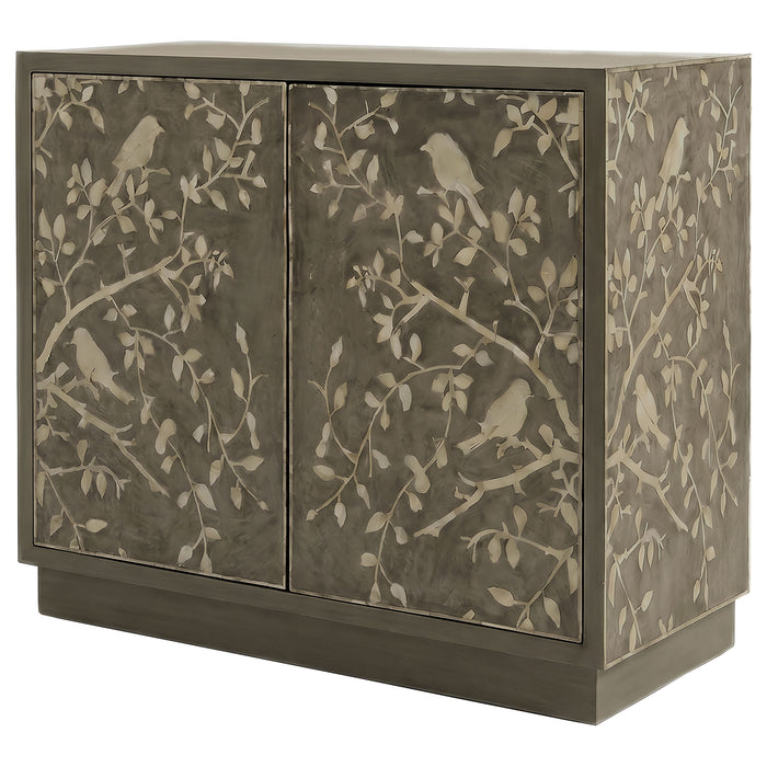 Parkes 2-door Bone Inlay Accent Cabinet Distressed Grey